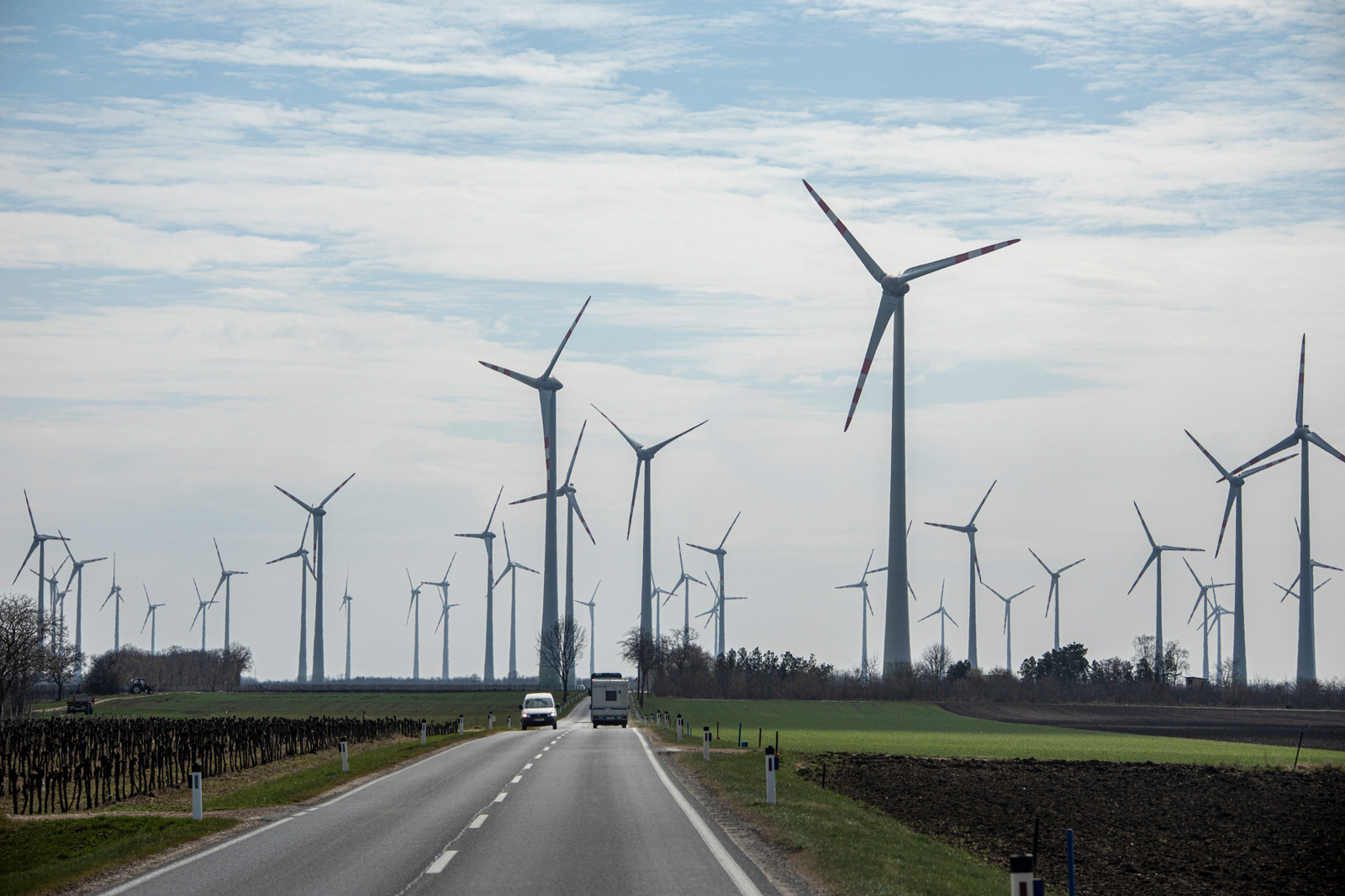 Windmühlen im Burgenland: mit der grünen Anleihe werden smarte Netze und Stromspeicher finanziert. 