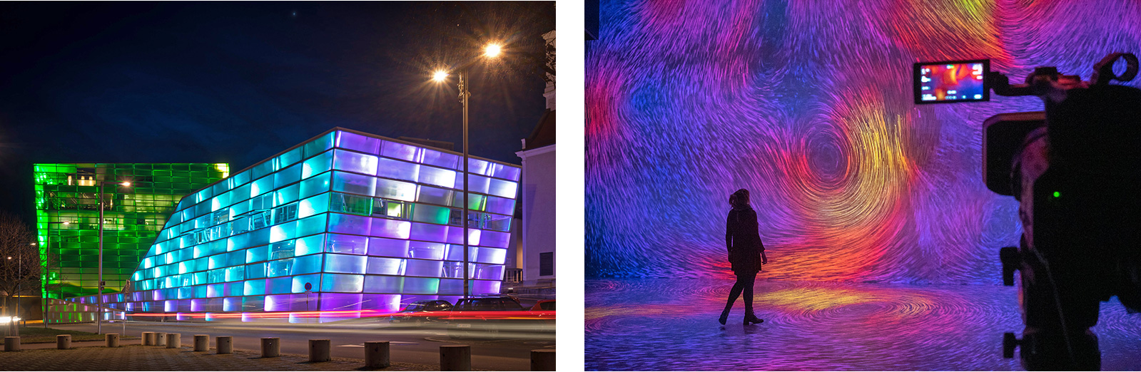Im futuristisch anmutenden „Ars Electronica Center” kannst du virtuelle Welten erleben. 